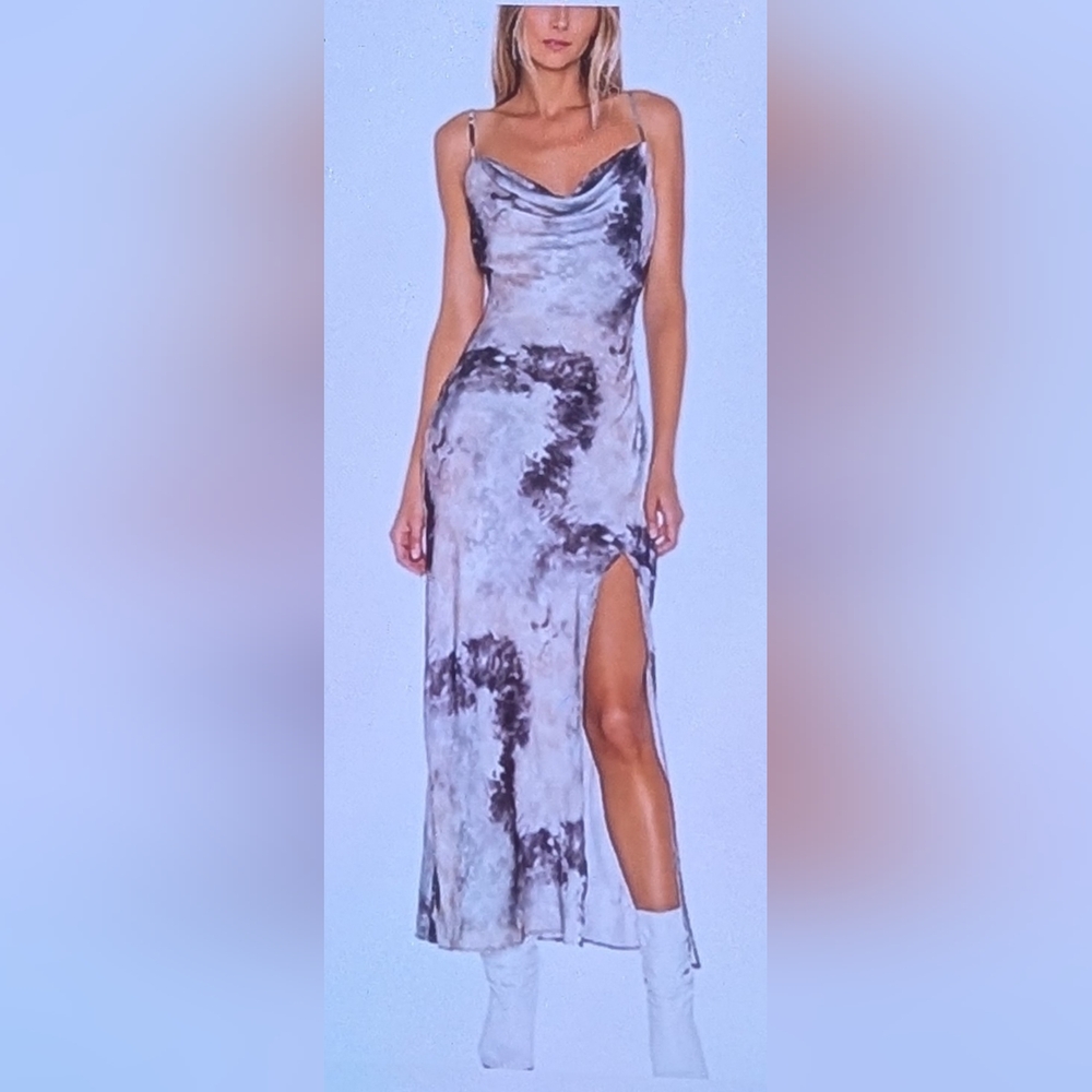 superdown Revolver Krystal Slit Gray Maxi Dress - Picture 8 of 15